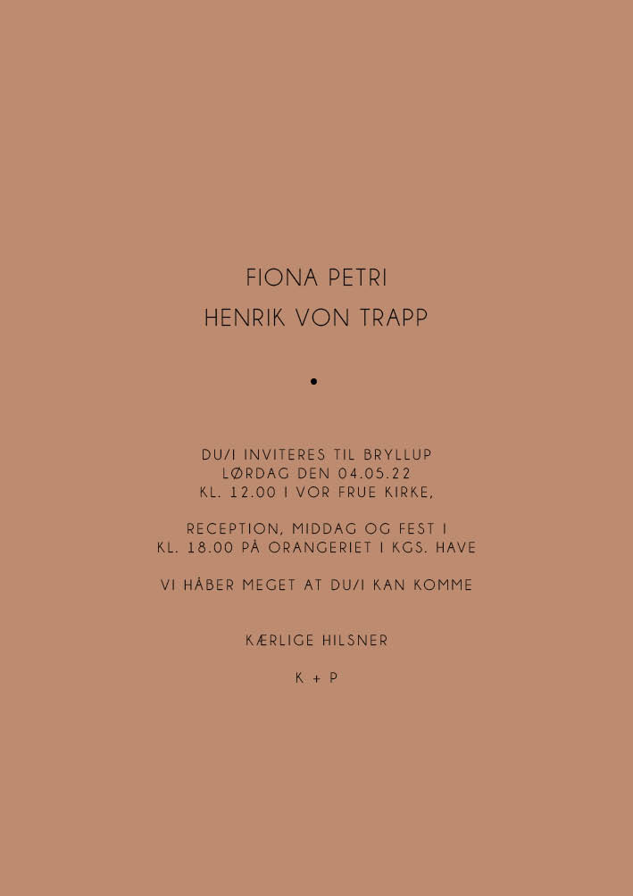 Efterår/Vinter - Fiona & Henrik Bryllupsinvitation Terracotta